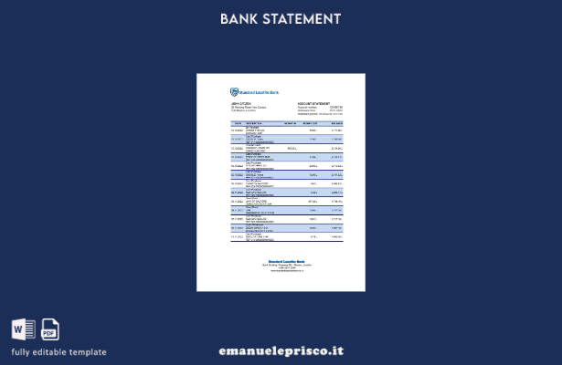 stile verificato Lesotho Modello Excel standard di estratto conto Lesotho